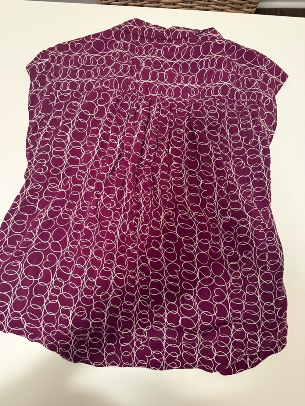 Mauve Plum Printed Cap-Sleeve Button-Front Blouse - Picture 4 of 4